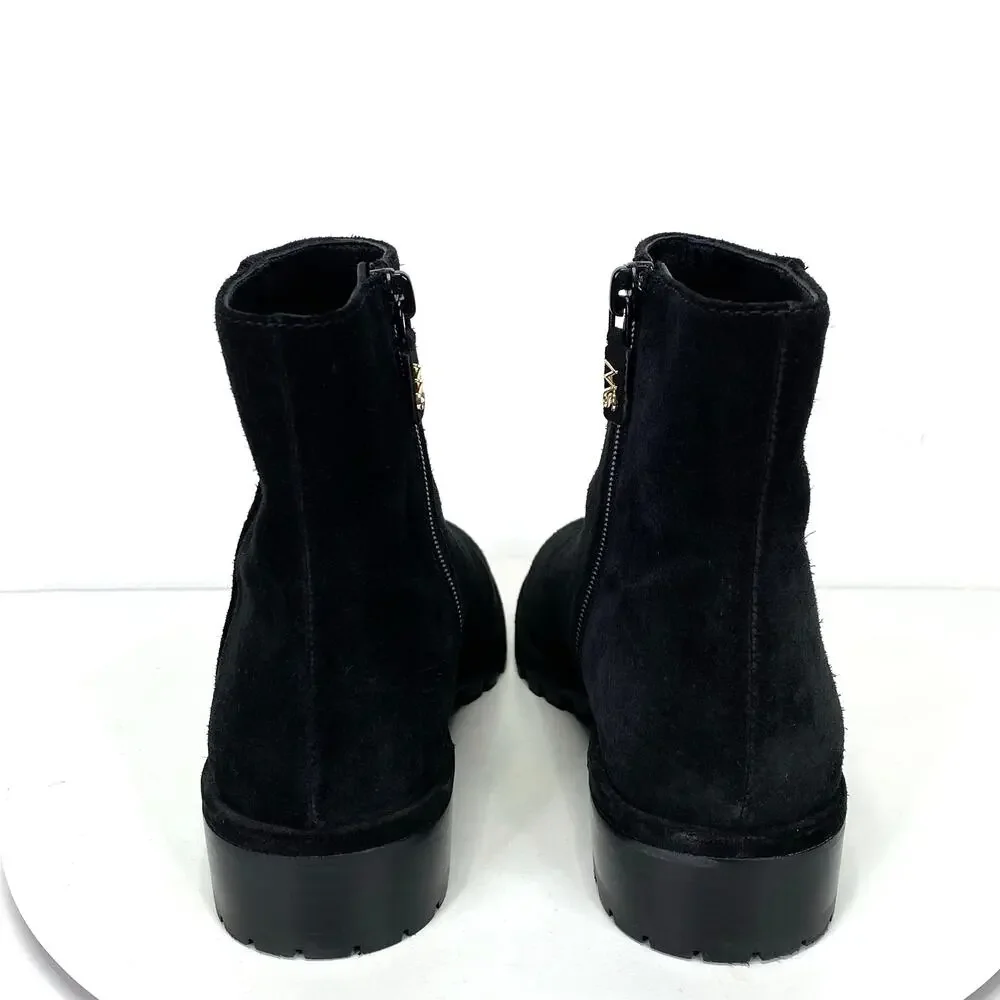 STUART WEITZMAN Maelie Black Suede Ankle Boot Womens 7 Lug Sole Quiet Luxury